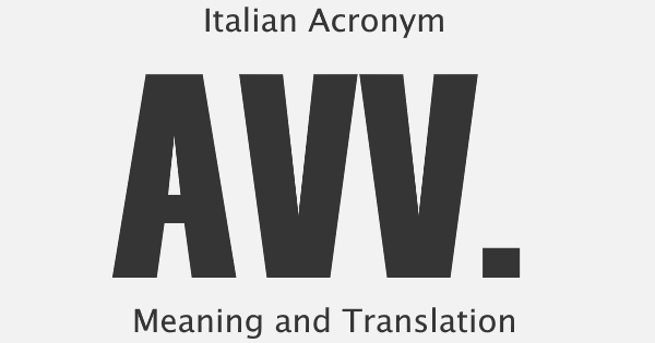 AVV Acronym Meaning